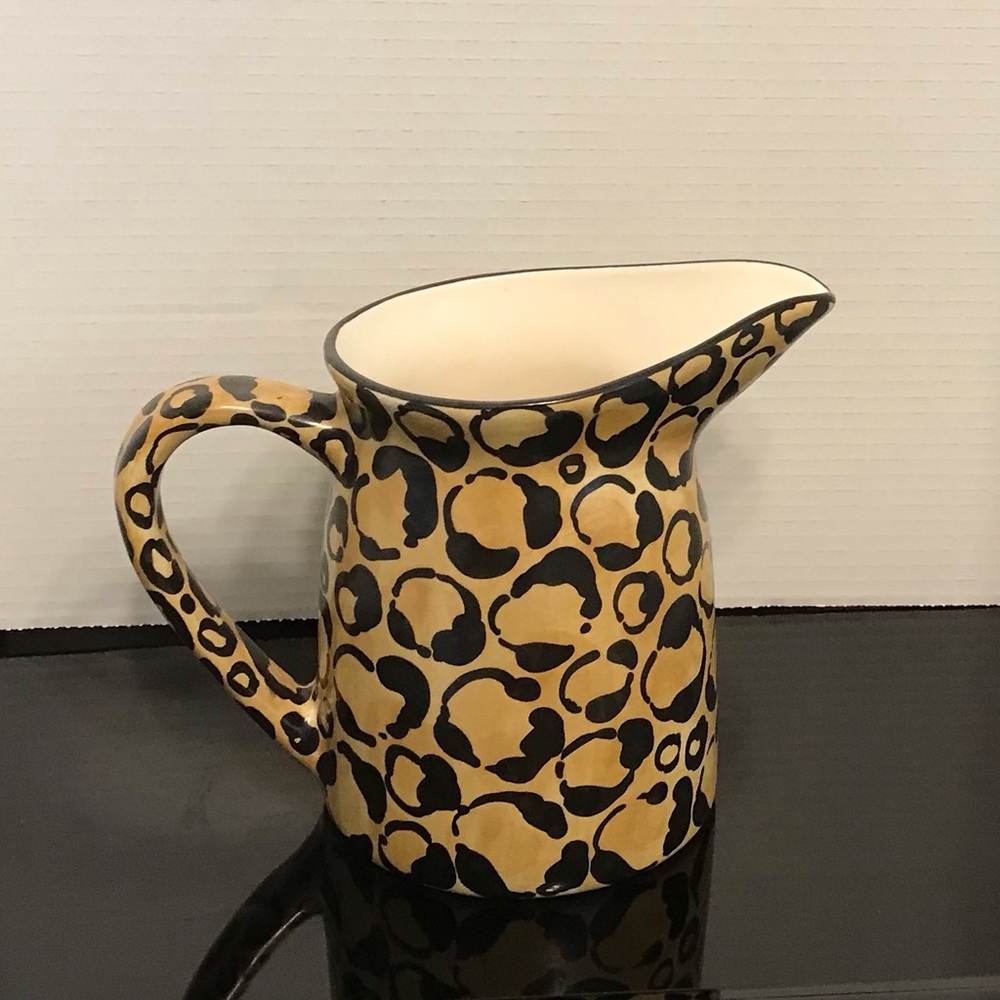 Decorative Leopard Print Ceramic Pitcher with elongated Spout